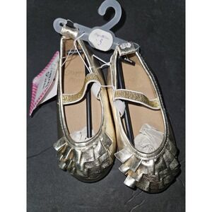 Size‎ 5 Toddler Girls Stepping Stones Ruffled Flat Gold New